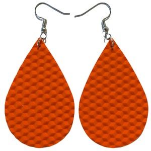 🌻3 for $12🖤Faux Leather Teardrop Earrings orange